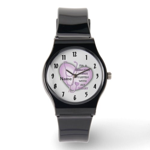 Purple Geriatric Nurse Heart custom name Watch