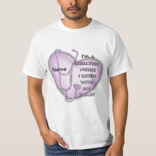 Purple Geriatric Nurse Heart T_Shirt