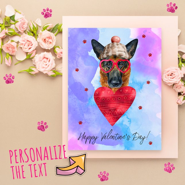 Purple German Shepherd Valentine's Day Gift Dog Holiday Postcard (Creator Uploaded)