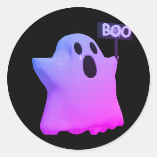 Purple ghost 3d classic round sticker