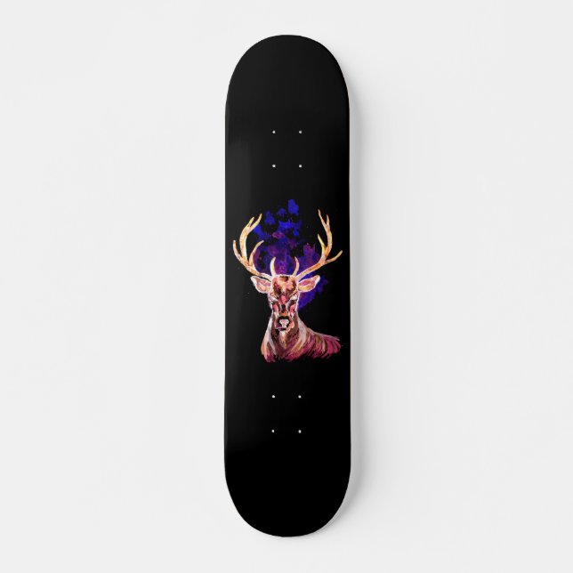 Purple Ghost Deer Skateboard (Front)
