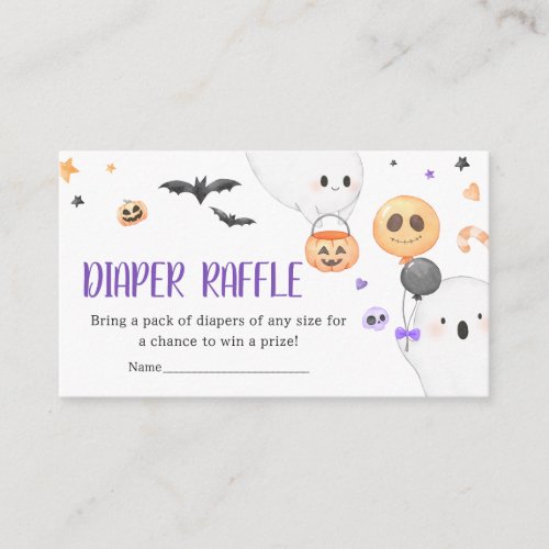 Purple Ghost Halloween Little Boo Diaper Raffle Enclosure Card