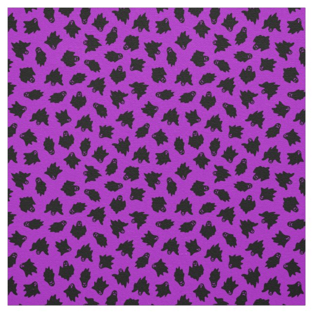 Purple Ghost Happy Halloween Modern Fabric (Swatch)