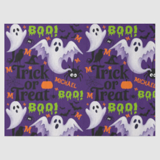 Purple Ghost Kids Name Monogram Tissue Paper