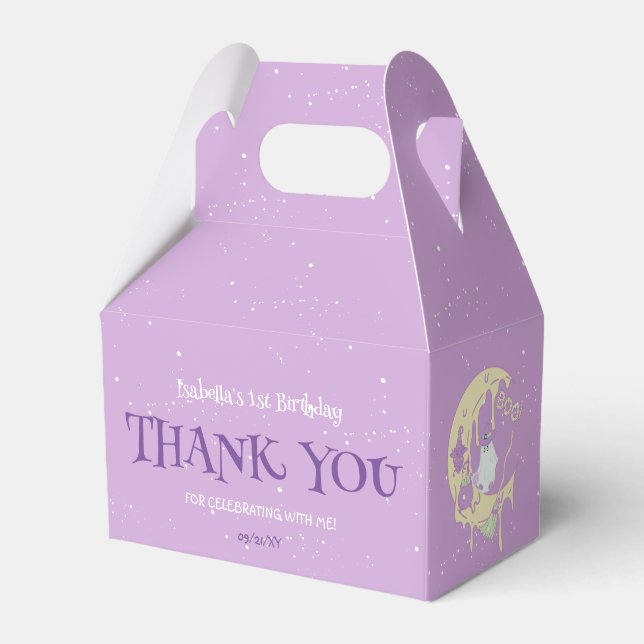 Purple Ghost Spooky One Halloween First Birthday Favor Boxes (Front Side)