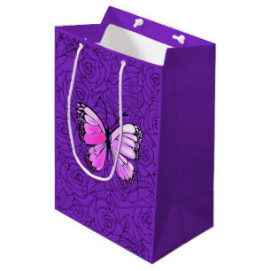 Purple Gift Bag with Butterfly - Choose Colors