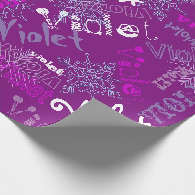 Purple Gift Wrap Personalized lacey snowflakes (Corner)