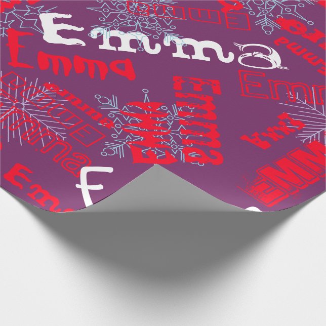 Purple Gift Wrap Personalized, snowflakes (Corner)