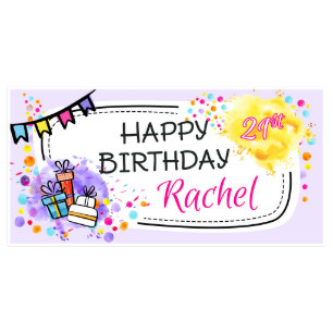 Purple Gifts 21st Birthday Banner