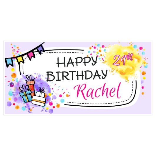 Purple Gifts 21st Birthday Banner  (Front)
