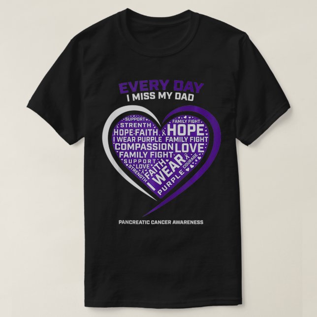 Purple Gifts In Memory Of My Dad Pancreatic Cancer T-Shirt (Design Front)