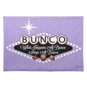 Purple Giltter What Happens At Bunco Cloth Placemat