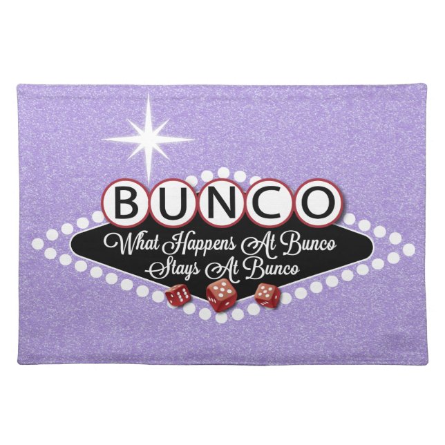 Purple Giltter What Happens At Bunco Cloth Placemat (Front)