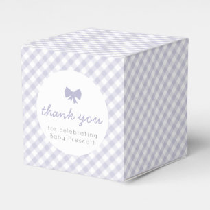 Purple gingham baby shower favor box