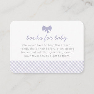 Purple gingham bow baby shower enclosure card
