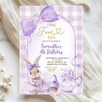 Purple Gingham Bow Bunny Tea Party Fourth Birthday