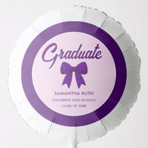 Purple Gingham Bow Graduation Party Balloon