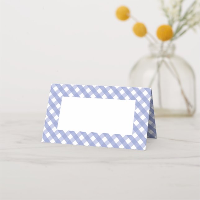 Purple Gingham Check Pattern Place Card (Back)