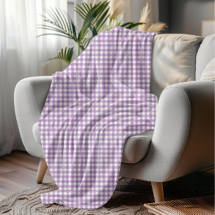Purple Gingham Checkered Cozy Cottagecore Style Fleece Blanket