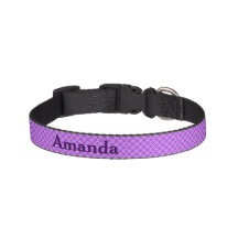 Purple Gingham Checks Personalized Pet Collar