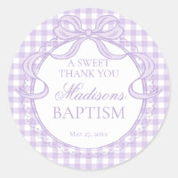 Purple Gingham Coquette Bow Baptism Favor