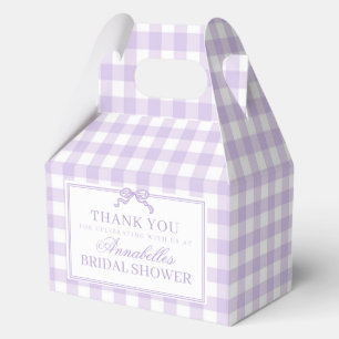 Purple Gingham Coquette Bow Bridal Shower Favor Boxes
