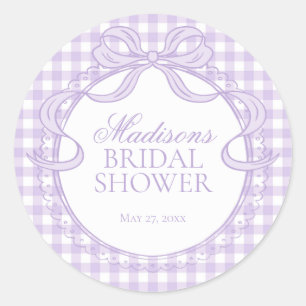 Purple Gingham Coquette Bow Bridal Shower Seal