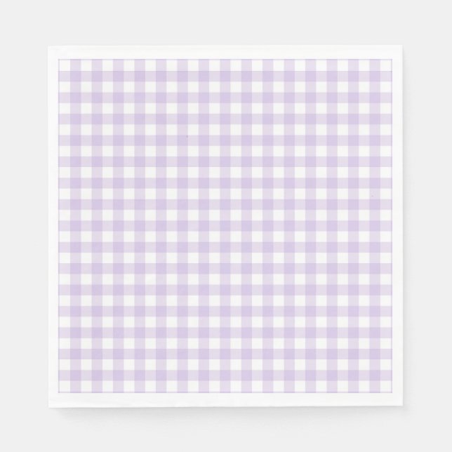 Purple Gingham Coquette Bow Party Dessert Napkins (Front)