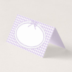 Purple Gingham Coquette Bow Place Card Table Decor