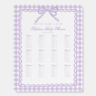 Purple Gingham Coquette Bow Seating Chart Foam Board