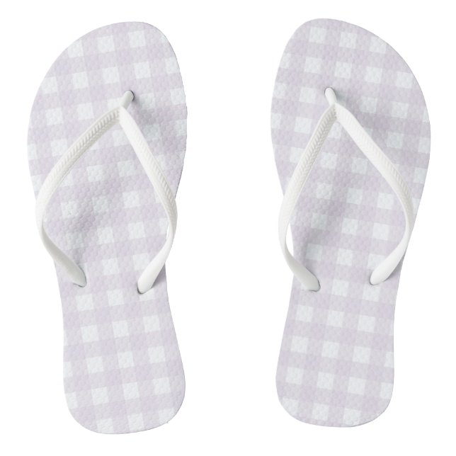 Purple Gingham Flip Flops (Footbed)