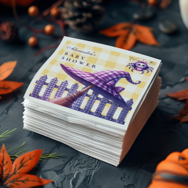 Purple Gingham Halloween Baby Shower Napkins (Creator Uploaded)