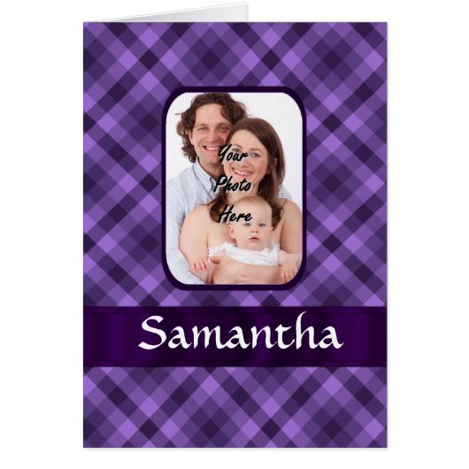 Purple gingham pattern cards (Front)