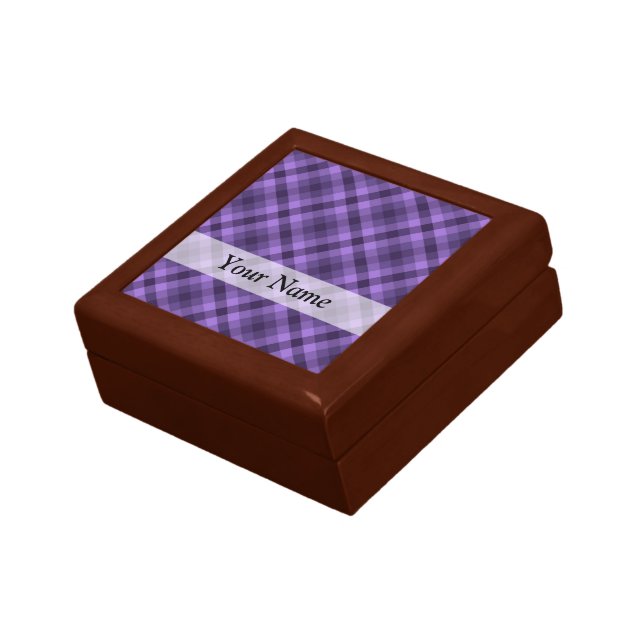 Purple gingham pattern keepsake box (Side)