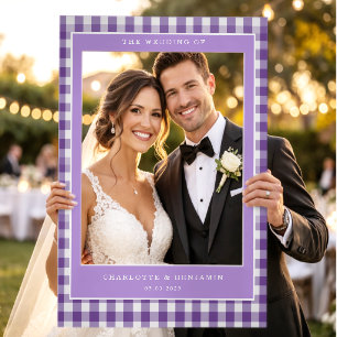 Purple Gingham Selfie Frame Photo Prop