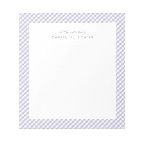 Purple gingham sweet simple personalized kids notepad