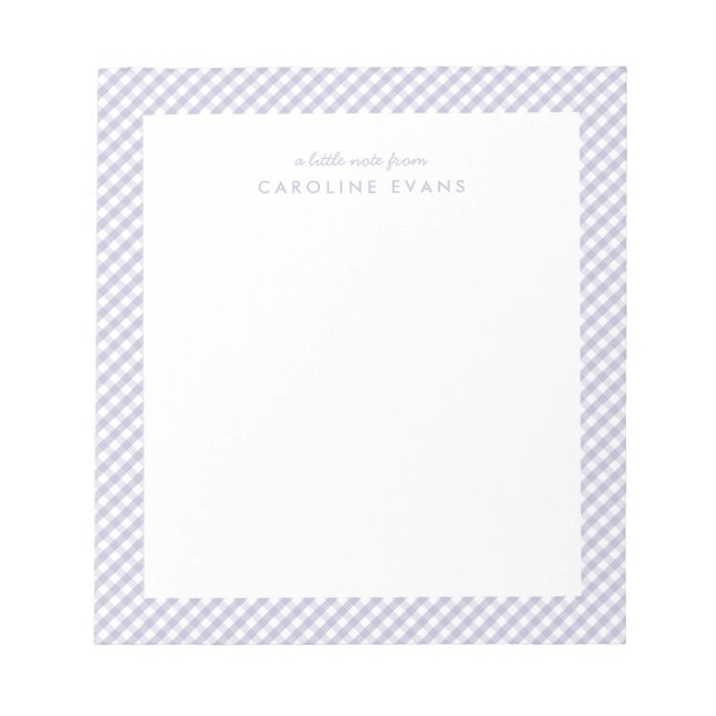 Purple gingham sweet simple personalized kids notepad (Front)
