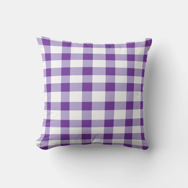 Purple Gingham Throw Pillow (Front)