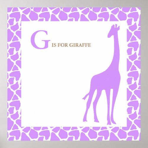 Purple Giraffe Baby Nursery Poster