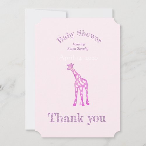 Purple giraffe  baby shower  _ lavender blush invitation