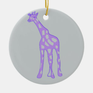 PURPLE Giraffe Ceramic Ornament