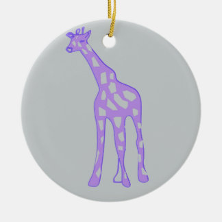 PURPLE Giraffe Ceramic Ornament