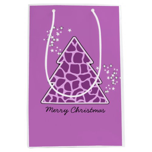 Purple giraffe Christmas Tree Medium Gift Bag