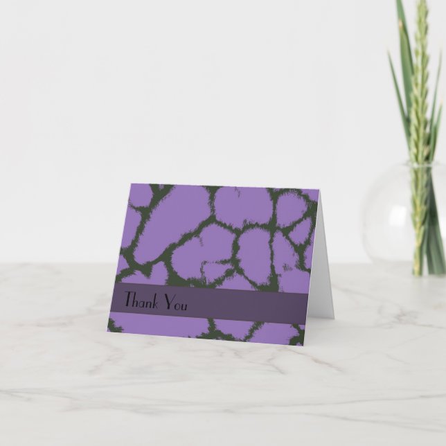 Purple Giraffe Fur Pattern Thank You Card (Front)