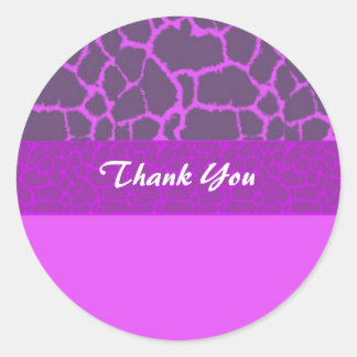 Purple Giraffe Fur Pattern Thank You Classic Round Sticker