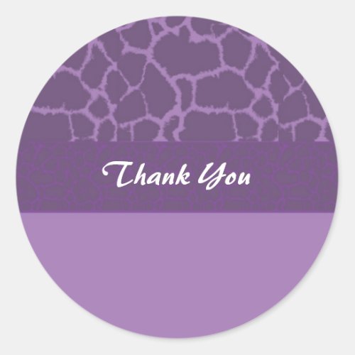 Purple Giraffe Fur Pattern Thank You Classic Round Sticker