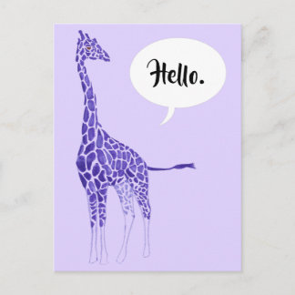 Purple Giraffe on Lavender Hello Postcards