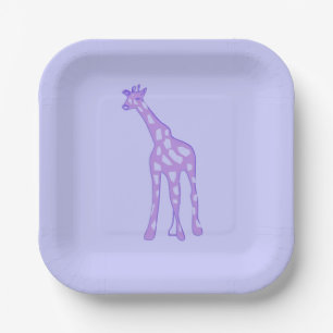 purple giraffe paper plates