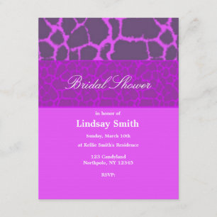 Purple Giraffe Pattern Bridal Shower Invitation