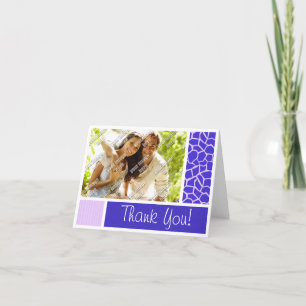 Purple Giraffe Pattern Letterpress Thank You Card